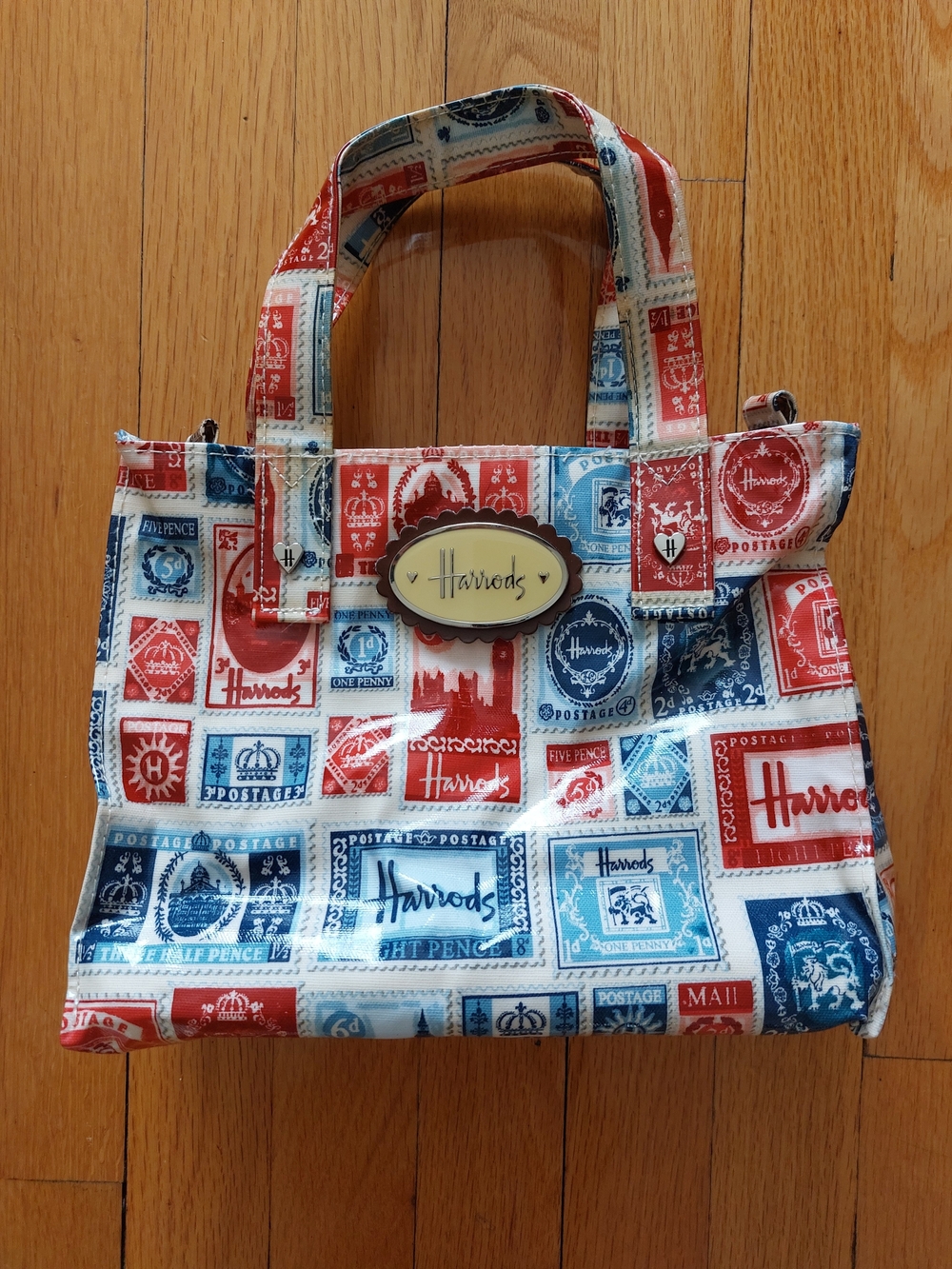 Harrods Red, Blue & White Stamp-Print Tote